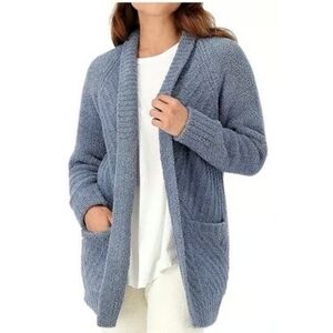 Barefoot Dreams CozyChic Lite Cardigan Blue Loungewear Cabincore Travel Small